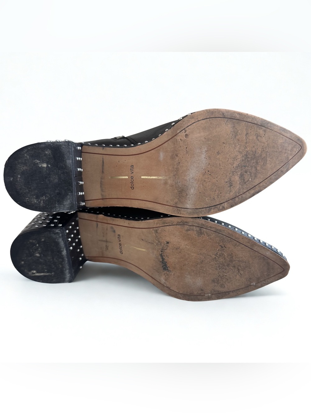 Dolce Vita | Women’s Studded Western Ankle Boots Black Faux Leather - Picture 3 of 7
